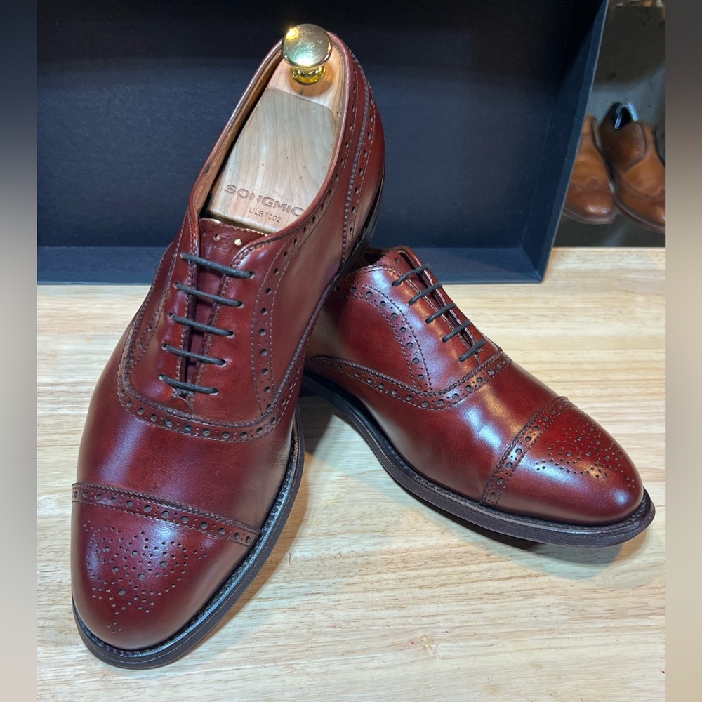 Alden Men's Burgundy Leather Cap Toe Oxfords Sz 7D Made In USA 🇺🇸